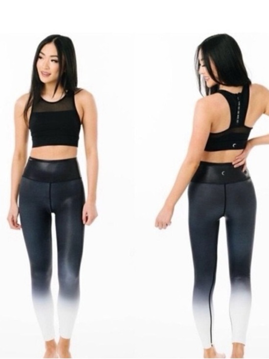Zyia Active Pants - ZYIA Active Black White Gradient Ombre Hi Rise 7/8 Leggings Size 4